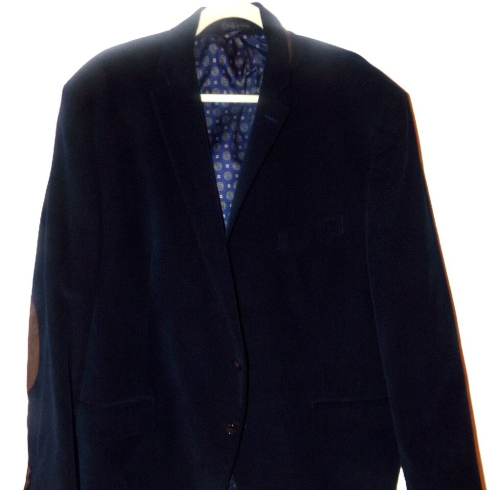 LAUREN RALPH LAUREN BLACK LABEL SZ.48R, BLUE CORDUROY BLAZER-JACKET